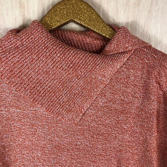 Cabi Orange Marled Knit Pullover Sweater XS Dolman Sleeve Fold Over Neck Cozy - Picture 3 of 12